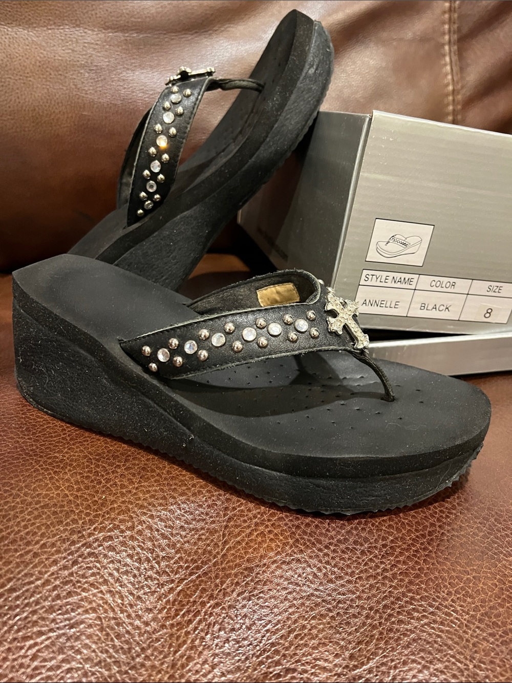 Volatile Women’s Rhinestone Cross Sandals